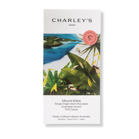 Mount Edna Mission Beach. Single Origin Dark Chocolate Australian grown and made.